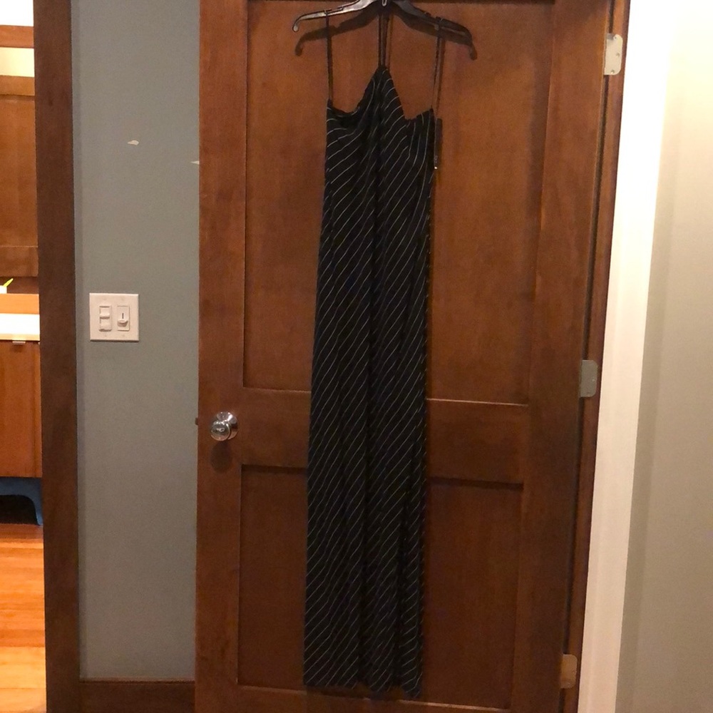 NWT David Meister black | white stripe maxi dress